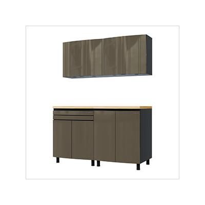 Contur Cabinet 5' Premium Terra Grey Garage Cabinet System with Butcher Block Tops