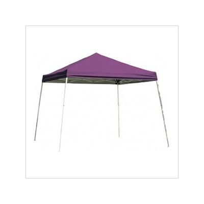 ShelterLogic 8x8 Slanted Pop-up Canopy with Black Roller Bag (Purple Cover)