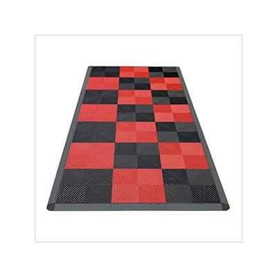 Swisstrax Ribtrax Pro Motorcycle Garage Floor Tile Mat (Jet Black / Racing Red)