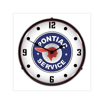 Collectable Sign and Clock Pontiac Service Backlit Wall Clock