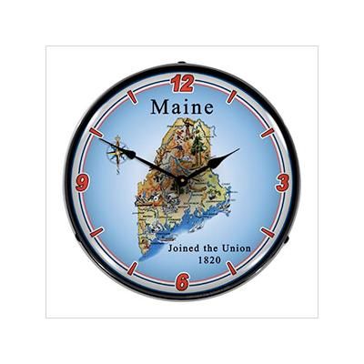 Collectable Sign and Clock State of Maine Backlit Wall Clock