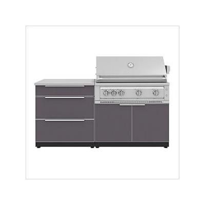 NewAge Outdoor Kitchens Aluminum Slate 4-Piece Outdoor Kitchen Set with 40-Inch Natural Gas Platinum Grill