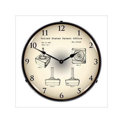 Collectable Sign and Clock 1980 Atari 2600 Joystick Controller Patent Blueprint Backlit Wall Clock
