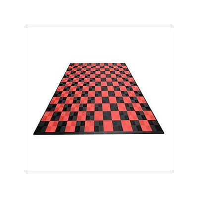 Swisstrax Ribtrax Pro Two Car Garage Floor Tile Mat (Jet Black / Racing Red)