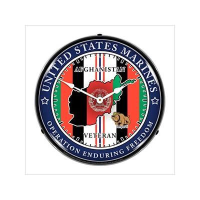 Collectable Sign and Clock Marine Veteran Operation Enduring Freedom Backlit Wall Clock