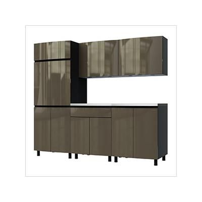 Contur Cabinet 7.5' Premium Terra Grey Garage Cabinet System with Stainless Steel Tops