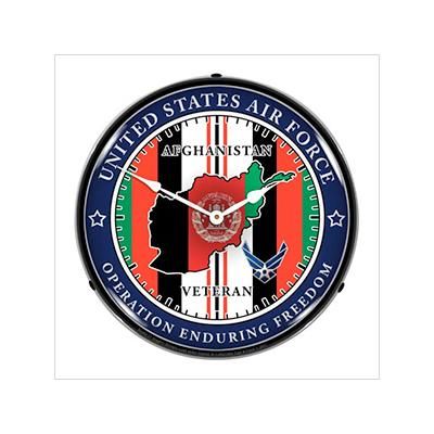 Collectable Sign and Clock Air Force Veteran Operation Enduring Freedom Backlit Wall Clock