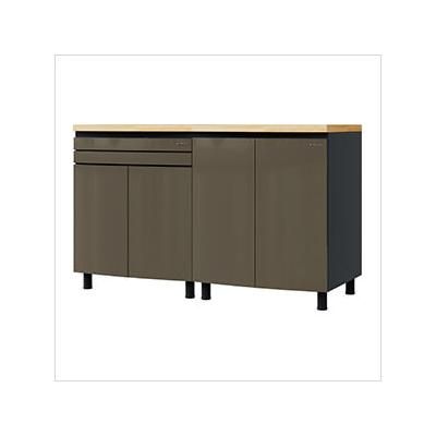 Contur Cabinet 5' Premium Terra Grey Garage Cabinet System with Butcher Block Tops