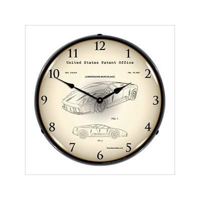 Collectable Sign and Clock 2003 Lamborghini Murcielago Patent Blueprint Backlit Wall Clock