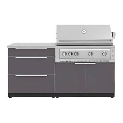 NewAge Outdoor Kitchens Aluminum Slate 4-Piece Outdoor Kitchen Set with 40-Inch Liquid Propane Platinum Grill