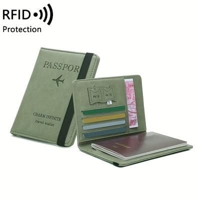 1pc Rfid Anti-theft Brush Multi-card Passport Bag, Travel Abroad Ticket Document Bag, Simple Fashion Multi-functional Passport Holder