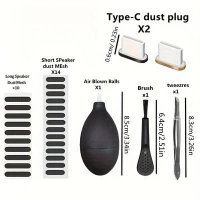 Cell Phone Cleaning Kit For Type-c Charging Port Dust Plug Cell Phone Speaker Protection Sticker Computer Lens Cleaning Air Blow Ball Tool Cell Phone Maintenance Kit