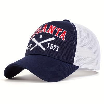 1pc Stylish Baseball With Detroit Embroidery For Men, Adjustable, Sun-proof, Casual Hat With Atlanta Letters, Suitable For Spring And Autumn Travel, Tourism, And Beach Parties