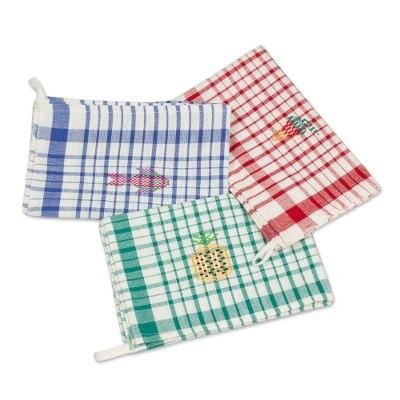 Fresh Color,'Multicolor Plaid Cotton Dish Towels (Set of 3)'