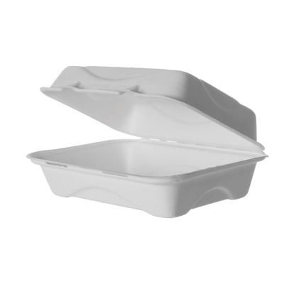 Eco Products EP-HC96 Hinged Lid Food Container - 9" x 6" x 3", Molded Fiber, White