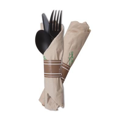 Eco Products ESVBKEROLL3 7" Vine Disposable Cutlery Set - PLA, Black