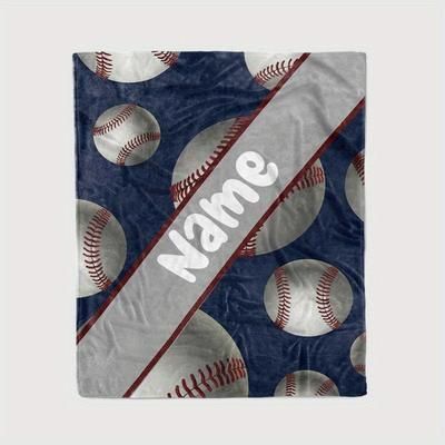 TEMU Name Customized Baseball Blanket Gift Soft Nap Blanket 4 Seasons Office Chair Blanket