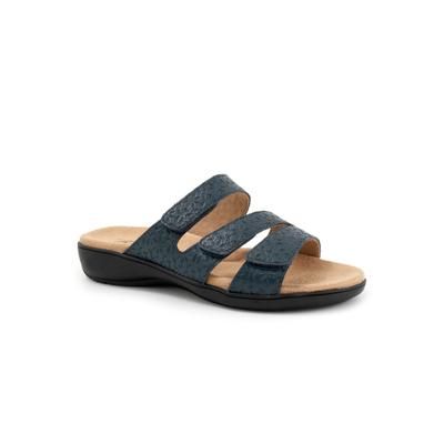 Wide Width Women's Rose Tool Slip On Sandal by Trotters in Navy (Size 7 1/2 W)
