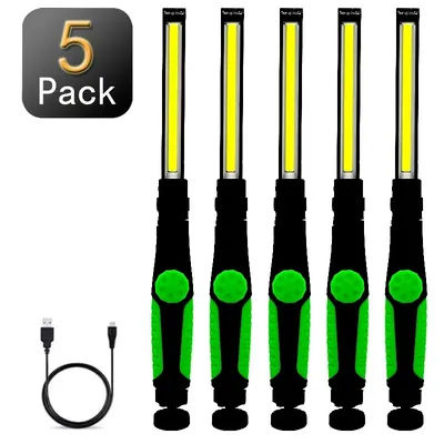 Lampe de travail LED COB Portable, crochet de torche Rechargeable par USB, lumière d'inspection Portable pour la réparation automobile, le Garage à domicile, l'urgence, 2/5 pièces