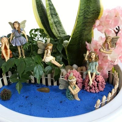 TEMU 6pcs Garden Fairy Sculpture Decorative Potted Miniature Fairy Statue And Mini Garden Outdoor Lawn Decoration