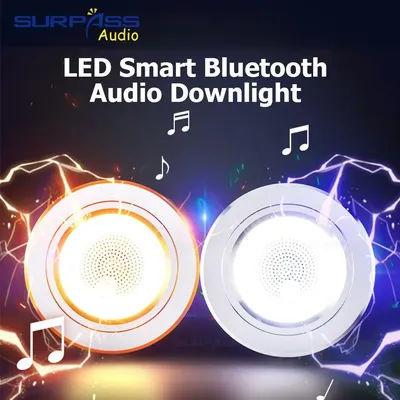 Lampe de musique intelligente à LED, haut-parleurs de plafond avec lumières réglables, lumière de fond intelligente, haut-parleur Downlight Bluetooth