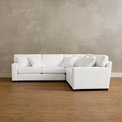 Salem Upholstered Sectional - Pre-Configured, 3-Pc Sectional, Crypton Chenille Nomad Snow (Stocked) / 3 Pc Sectional - Grandin Road