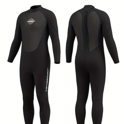 TEMU Men's 3/2mm Neoprene Wetsuit Long Sleeve Pants Winter Swimming Surfing Snorkeling Stream Trekking Rafting Water Sports Underwater Warm Clothing With Zipper Back And Chest Fine Ribbing