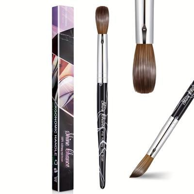 TEMU Kolinsky Hair Oval Nail Brush For Acrylic Application, Professional Nail Extension Manicure Tool Striped Nail Drawing Pen For Diy