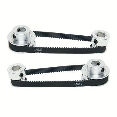 TEMU Shceec 2pcs Set: High-performance Aluminum Timing Pulleys With 20 & 36 Teeth, 8mm - Includes 200mm Length, 6mm Width Belt