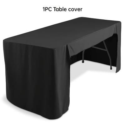 TEMU 6-foot Fitted Tablecloth With Open Back - Washable Polyester, Rectangle Design For Trade Shows, Craft Displays, Weddings & Parties, Rectangle Shape