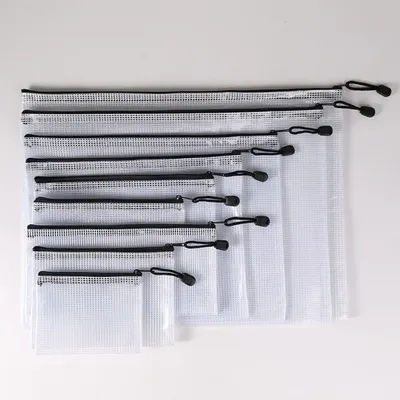 A3/A4/A5/A6 Mesh Zipper Pouch Waterproof Plastic Document Pouch File Organizer Large Capacity Archive Folder for Travel Storage