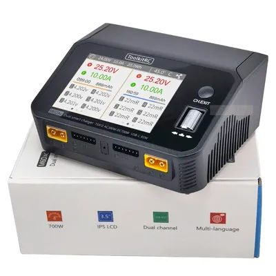 NEW ToolkitRC M6DAC Dual Channel Smart Lipo Battery Charger Discharger AC 200W DC 350WX2 15A for 1-6S LiHV PD 65W