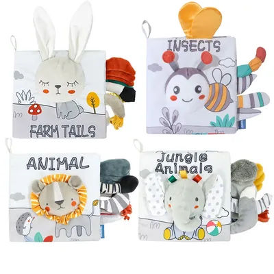 Soft Baby Books 3D Touch Feel High Contrast Cloth Book Early Learning Montessori Sensory Stroller Toys for Infant Toddler Gifts