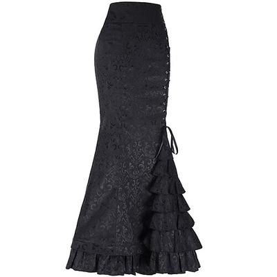 Retrò Vintage Medievale Rinascimento Gonna Ragazza gotica Con Volant Fiore / Floreale Costume Per donna Fantasia Stile Steampunk Mascherata Evento / Festa Adulti Gonna