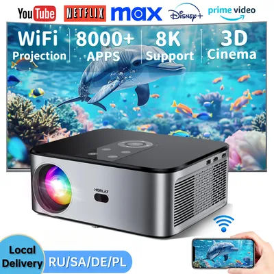 HORLAT 25000Lumenes Android LCD Projector 4K 8K Decode Home Theater System 1000ANSI Full HD 1080P Video Auto Keystone 5G WiFi