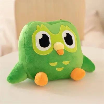 Jouet en peluche hibou Duolingo vert Duo peluche de Duo le hibou dessin animé hibou poupée peluche douce jouet cadeau d'anniversaire pour enfants