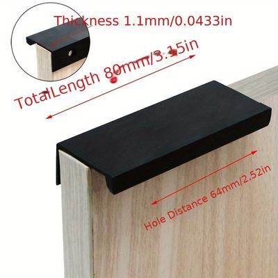 TEMU 4pcs Concealed Metallic Handles For Cabinets, Made Of Stainless Steel, Ideal For Kitchen Cupboards, Drawers, And Furniture