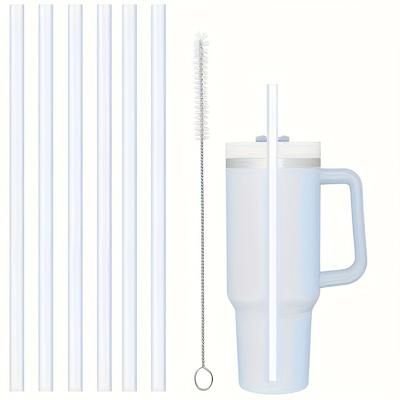 TEMU Replacement Straws For 40 Oz And 30 Oz Tumblers, In Pack Of 6, Including A Cleaning Brush, Suitable For Plastic Clear Tumblers.