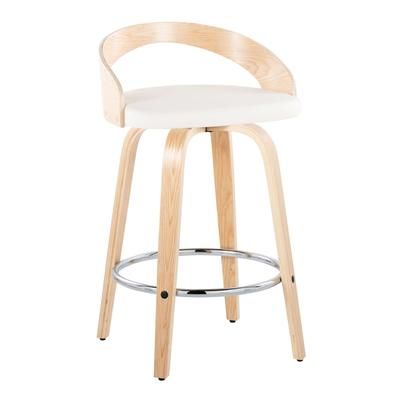 Grotto 26" Fixed-Height Counter Stool - Set Of 2 by Lumisource in Natural Chrome White