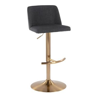 Toriano Adjustable Barstool - Set Of 2 by Lumisource in Charcoal Gold