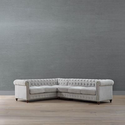Logan Chesterfield 2-pc. Right Arm Facing Sofa Sectional - Stone Velvet - Frontgate