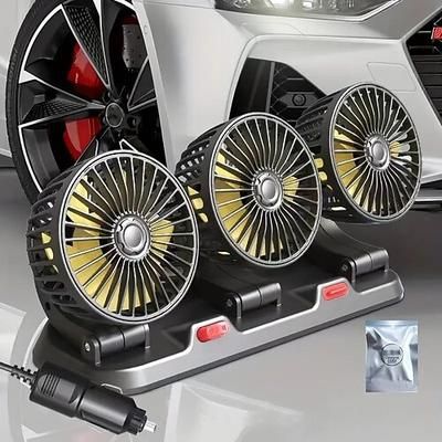 Ventilatore USB da auto a 3 teste 12V/24V - Potente raffreddamento e circolazione dell'aria per il comfort del veicolo durante i lunghi viaggi