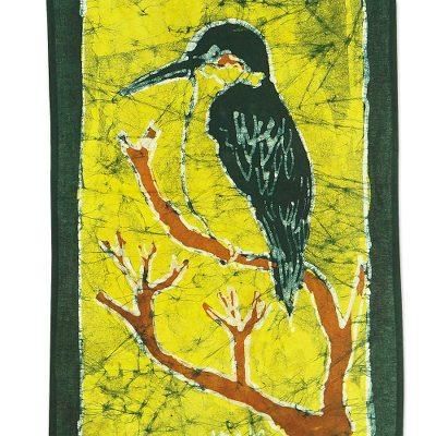 Kingfisher,'Batik Cotton King Fisher Wall Hanging'