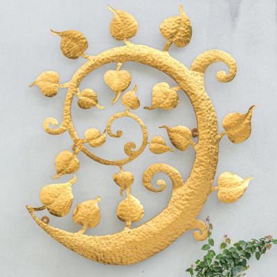 Bodhi Nature,'Inspirational Handmade Leafy Gold Foil and Iron Wall Art'