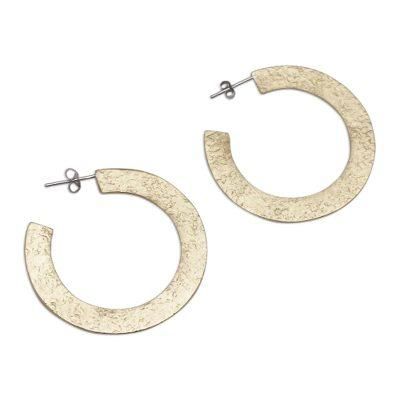 'Textured Brass Half-Hoop Earrings with Sterling Silver Posts'