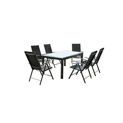 Tavolo da giardino e 6 sedie in alluminio grigio