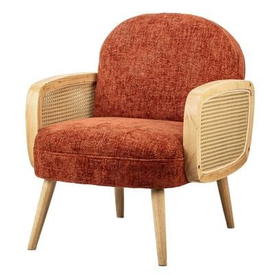 Poltrona in legno e rattan terracotta