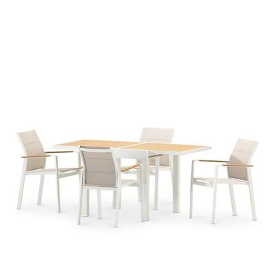 Set tavolo da giardino 160/80x80 cm e 4 sedie alluminio bianco
