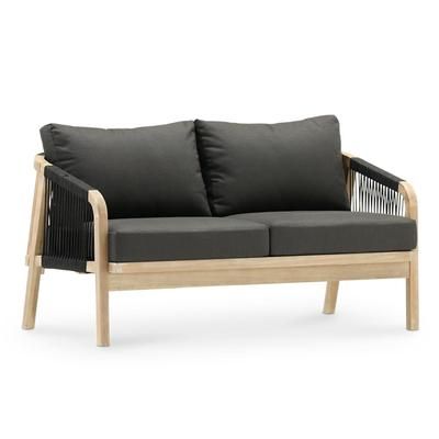 Divano 2 posti matrimoniale in legno di acacia chiaro e corda nera