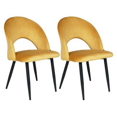 Sedia da pranzo imbottita in velluto giallo senape (2pz)